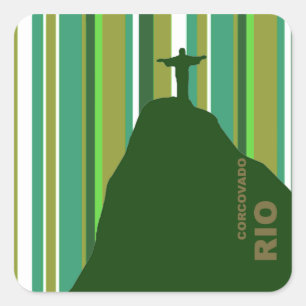 Corcovado Cristo Redentor Rio Brasilien Quadratischer Aufkleber