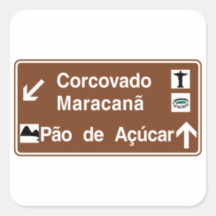 Corcovado/Maracana/Sugarloaf Mt, Brasilien Quadratischer Aufkleber
