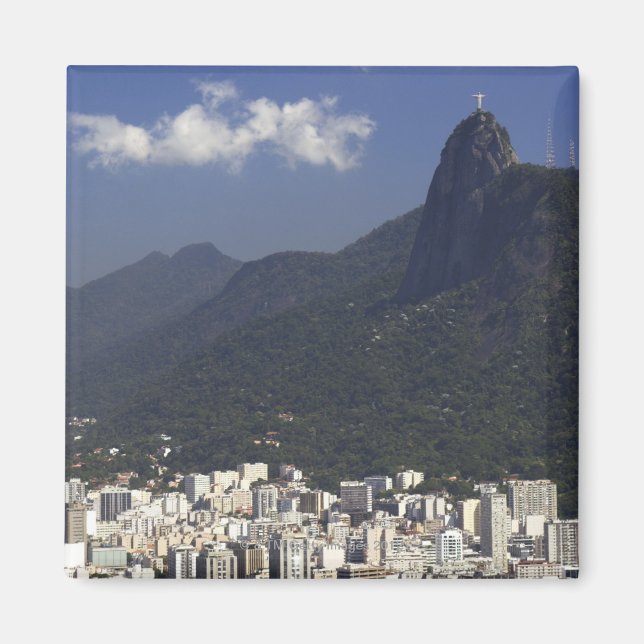 Corcovado mit Blick auf Rio de Janeiro, Brasilien Magnet (Vorne)