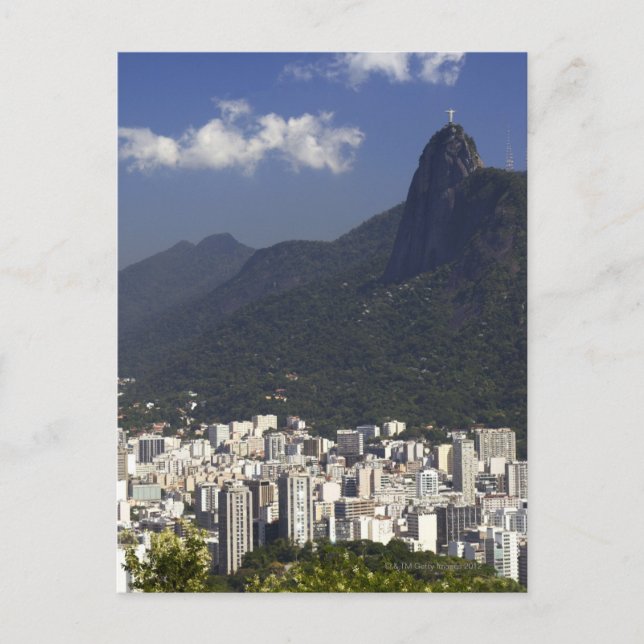 Corcovado mit Blick auf Rio de Janeiro, Brasilien Postkarte (Vorderseite)