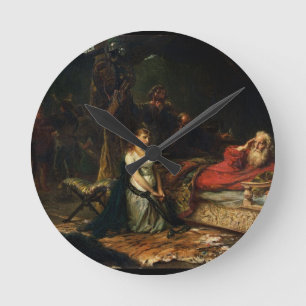 Cordelia and King Lear (oil on canvas) Runde Wanduhr