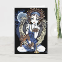 Cordelia Gothic Moon Oil Bird Angel Art Card