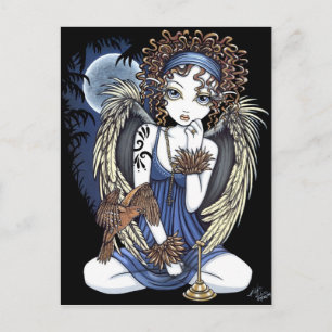 Cordelia Gothic Moon Oil Bird Angel Art Postkarte