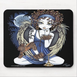 "Cordelia" gotische Mond-Öl-Vogel-Engels-Kunst Mousepad