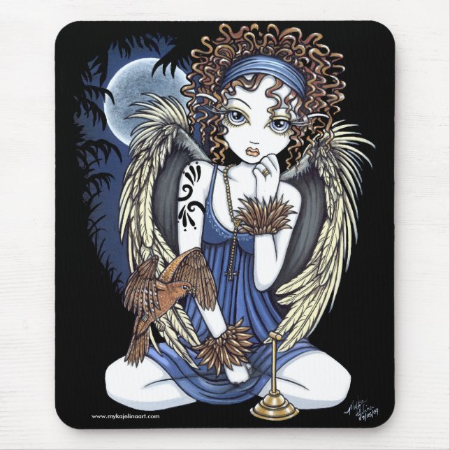 "Cordelia" gotische Mond-Öl-Vogel-Engels-Kunst Mousepad (Vorne)