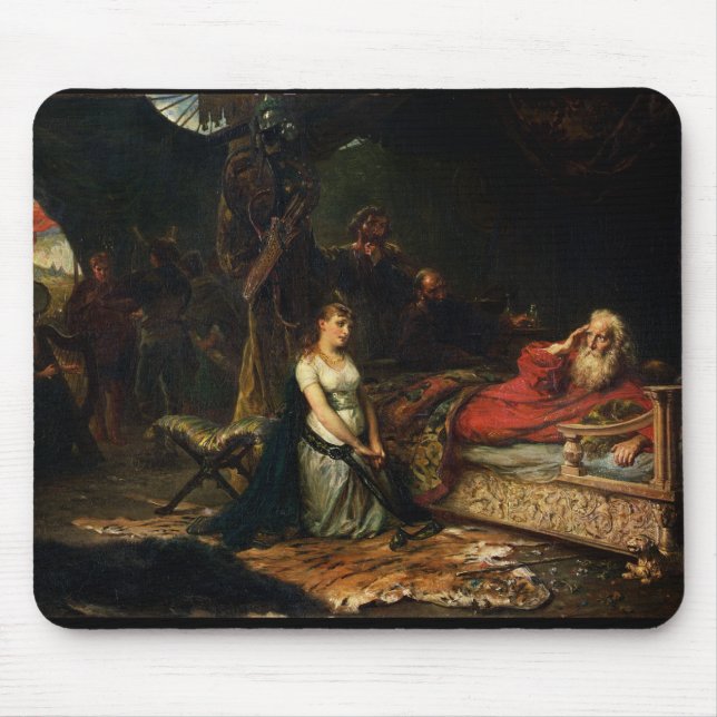 Cordelia und König Lear (Öl auf Leinwand) Mousepad (Vorne)
