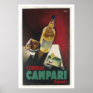 Cordial Compari Likör Art Nouveau Poster - gerahmt