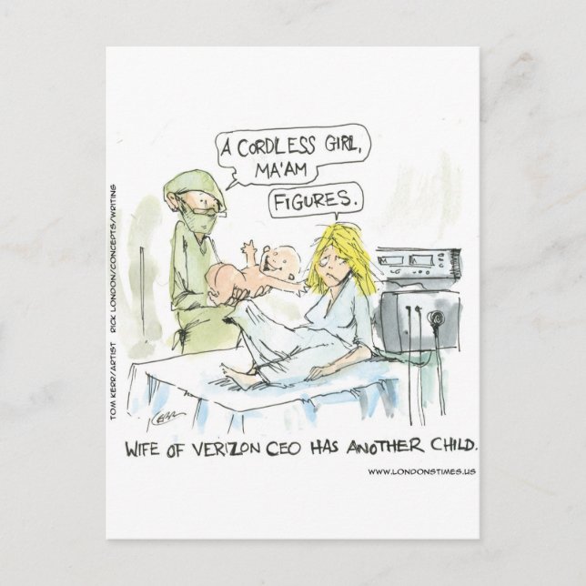 Cordless Baby Funny Cards T-Shirts Tasse und Gesch Postkarte (Vorderseite)