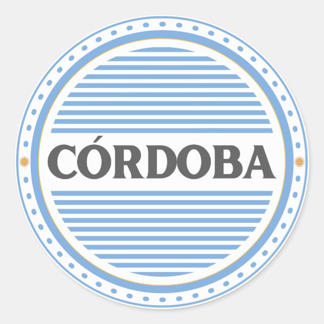 Córdoba City Pride Emblem – Argentine Identity Runder Aufkleber (Vorderseite)