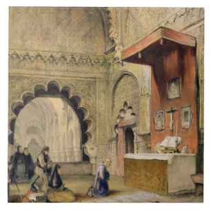 Cordoba: Mönch, der an einem christlichen Altar i Fliese