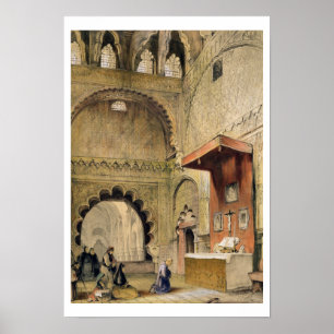 Cordoba: Monk praying at a Christian altar in the Poster