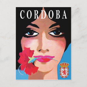 Córdoba, Spanien, Gesicht einer schönen Frau, Blum Postkarte