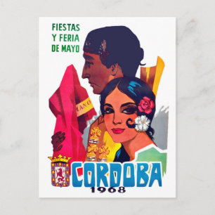 Córdoba, Spanien, Paar auf Fest, Vintage Reise Postkarte