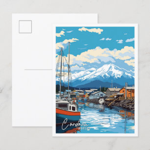 Cordova Alaska Kunst Vintage-Reiseillustration Postkarte
