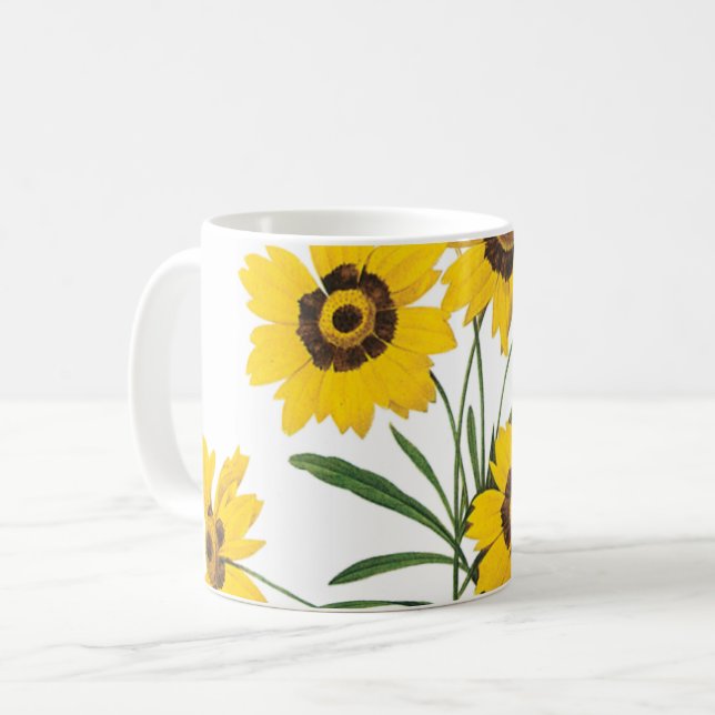 coreopsis(Coreopsis elegans) von Redouté Kaffeetasse (Vorderseite Links)