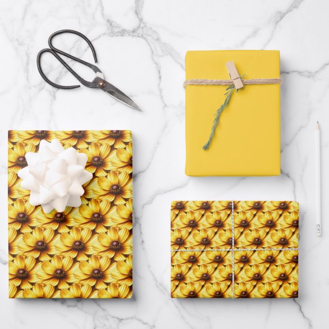 Coreopsis Field Wrapping Paper Geschenkpapier Set (Vorderseite)
