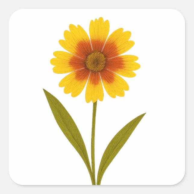 Coreopsis — Fröhlichkeit Quadratischer Aufkleber (Vorderseite)