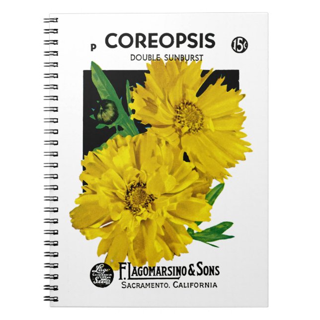 Coreopsis-Samenpackungsetikett Notizblock (Vorderseite)
