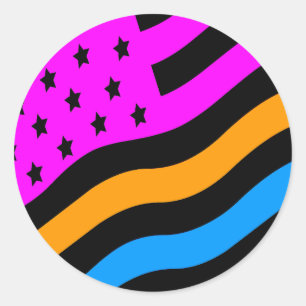 COREY TIGER 1980er RETRO AMERIKANISCHE FLAGGE Runder Aufkleber