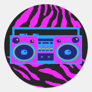 COREY TIGER 1980er RETRO BOOMBOX TIGER STRIPES Runder Aufkleber