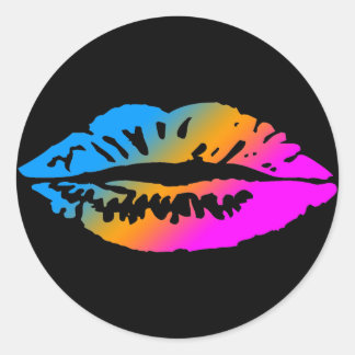 COREY TIGER 1980er RETRO LIPS MULTI FARBE Runder Aufkleber