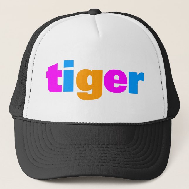 COREY TIGER 1980er RETRO MULTI FARBTEXT Truckerkappe (Vorderseite)