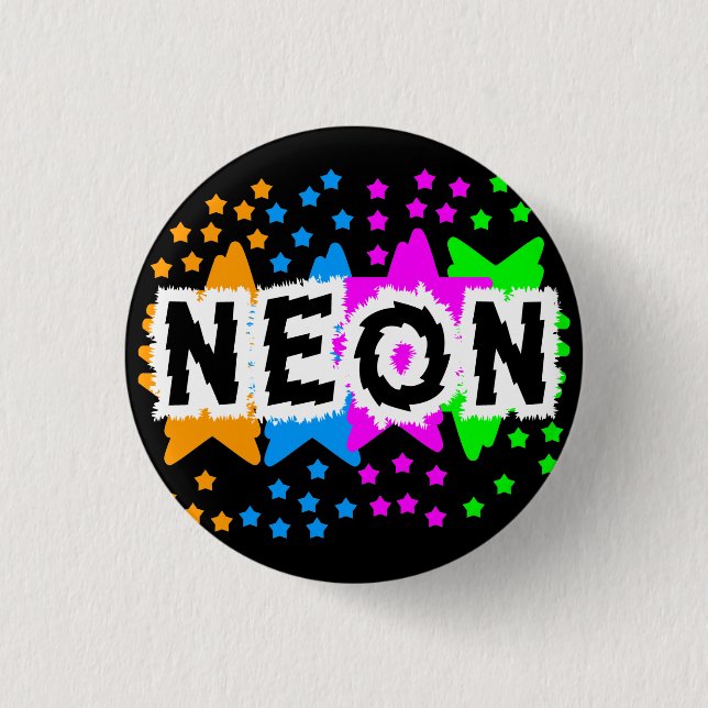 COREY TIGER 1980S RETRO NEON STARS BUTTON (Vorderseite)