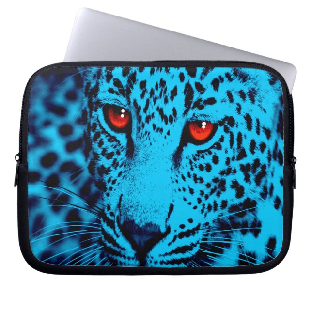 Corey Tiger 80er Leopard (blau) Laptopschutzhülle (Vorderseite)