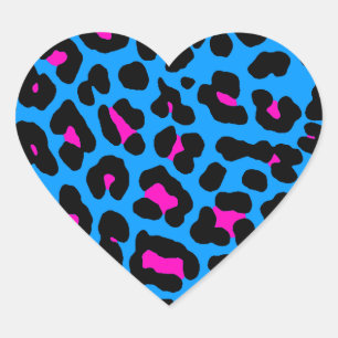 Corey Tiger 80er Leopard Spots (blau) Herz-Aufkleber
