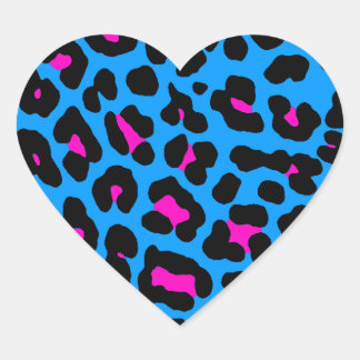 Corey Tiger 80er Leopard Spots (blau) Herz-Aufkleber