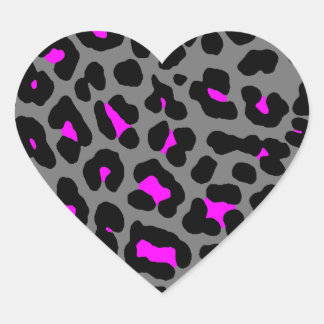 Corey Tiger 80er Leopard Spots (grau) Herz-Aufkleber