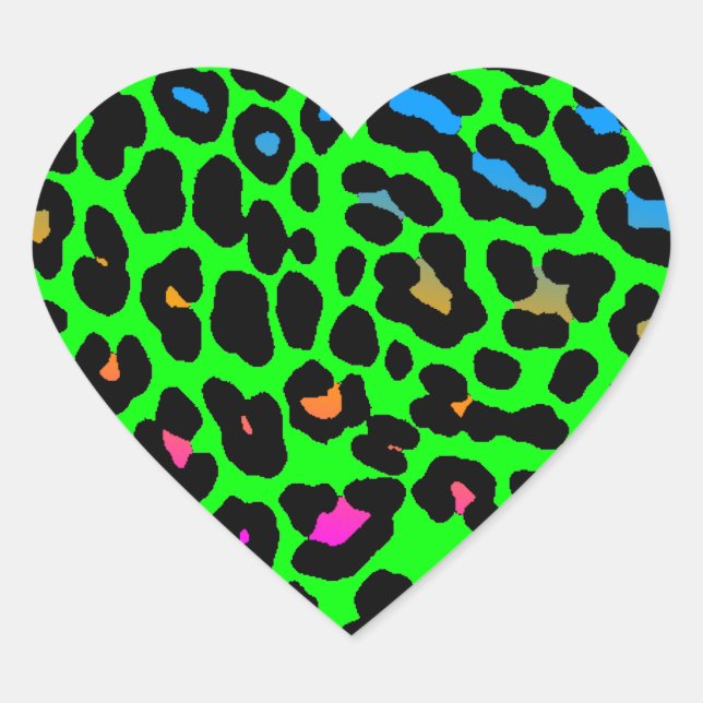 Corey Tiger 80er Leopard Spots (grün) Herz-Aufkleber (Vorderseite)