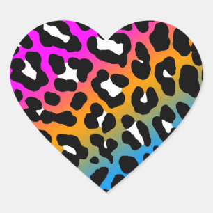 Corey Tiger 80er Leopard Spots (Multicolor) Herz-Aufkleber