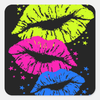 Corey Tiger 80er Lips & Stars Quadratischer Aufkleber