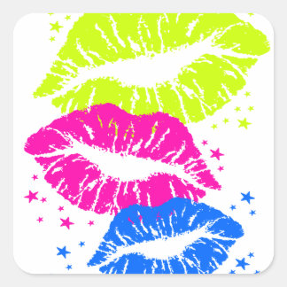 Corey Tiger 80er Lips & Stars Quadratischer Aufkleber