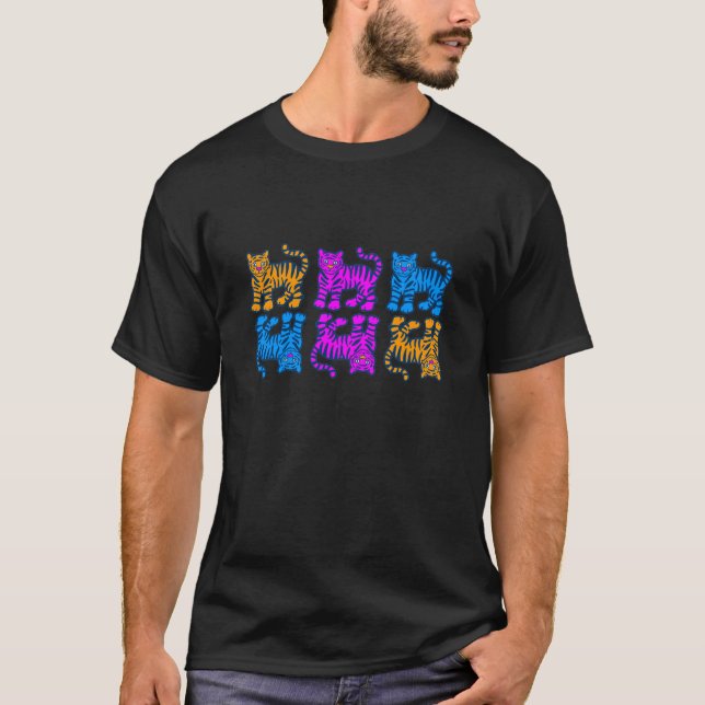 COREY TIGER 80er MULTI TIGER HORIZONTAL T-Shirt (Vorderseite)