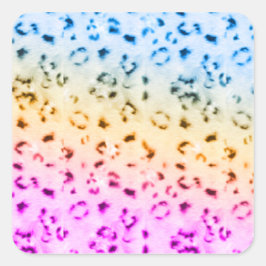 Corey Tiger 80er Multicolor Snow Leopard Quadratischer Aufkleber