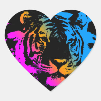Corey Tiger 80er Multicolor Tiger Face Herz-Aufkleber