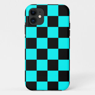 Corey Tiger 80er Neon Checkerboard (Aqua Aquamarin iPhone 11 Hülle