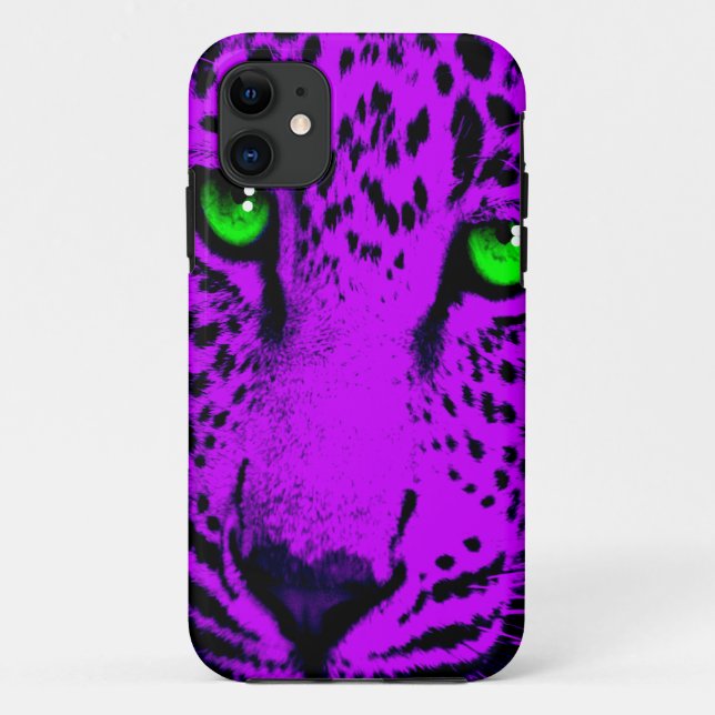 Corey Tiger 80er Neon Leopard Face Case-Mate iPhone Hülle (Rückseite)