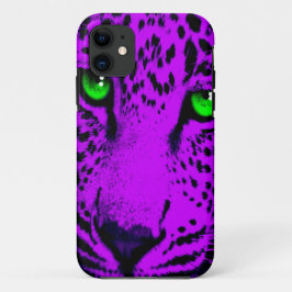Corey Tiger 80er Neon Leopard Face (Lila) iPhone 11 Hülle