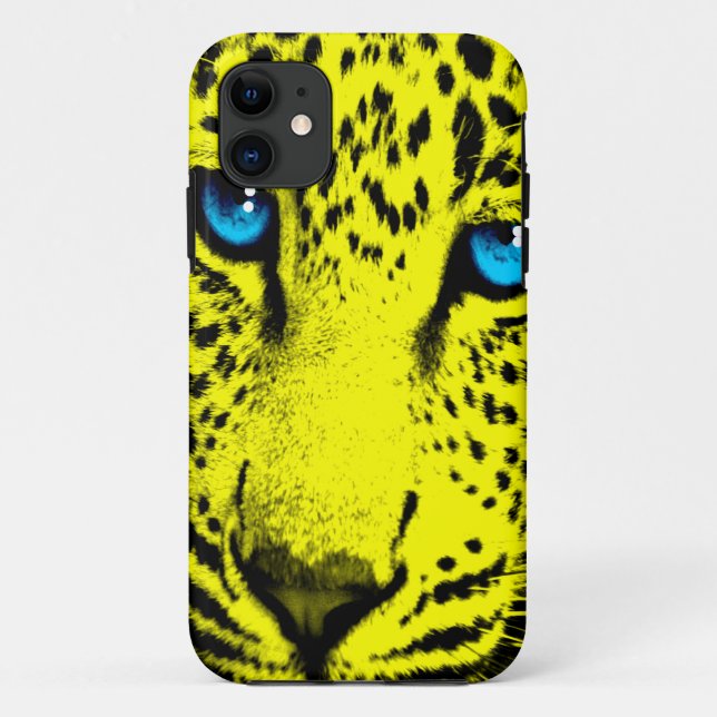Corey Tiger 80er Neon Leopard Gesicht (Gelb) Case-Mate iPhone Hülle (Rückseite)