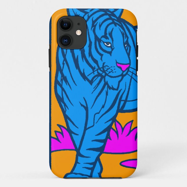 Corey Tiger 80er Neon Tiger (blau) Case-Mate iPhone Hülle (Rückseite)