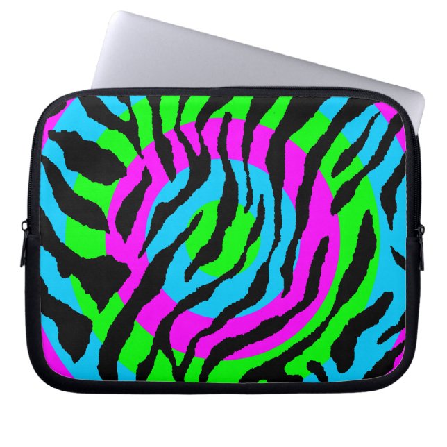 Corey Tiger 80er Neon Tiger Print Laptopschutzhülle (Vorderseite)