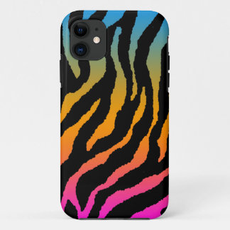 Corey Tiger 80er Neon Tiger Streifen (Neon Rainbow iPhone 11 Hülle