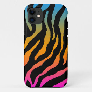 Corey Tiger 80er Neon-Tiger-Streifen (Neon-Regenbo iPhone 11 Hülle
