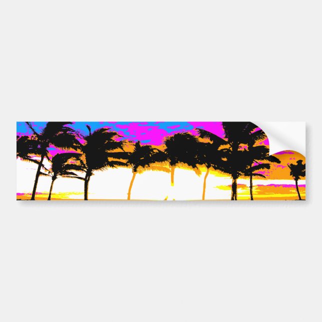 Corey Tiger 80er Palm Trees Sunset Autoaufkleber (Vorne)