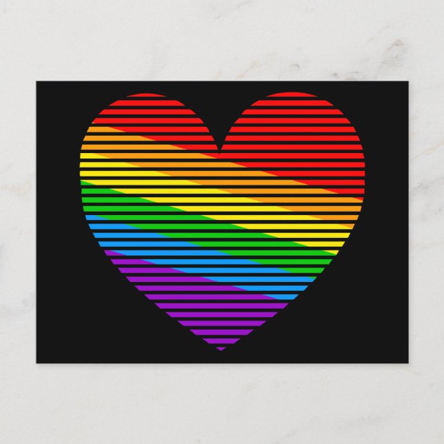 Corey Tiger 80er Rainbow Strip Heart Postkarte (Vorderseite)