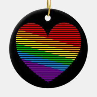 Corey Tiger 80er Rainbow Stripe Heart Ornament