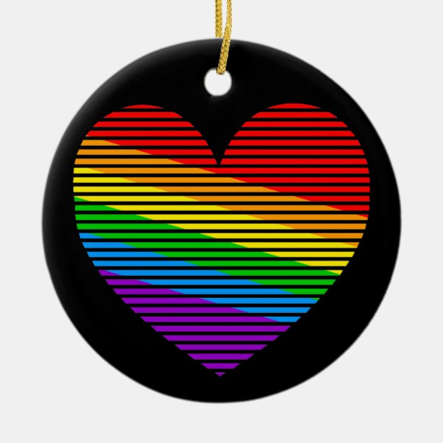 Corey Tiger 80er Rainbow Stripe Heart Ornament (Vorne)